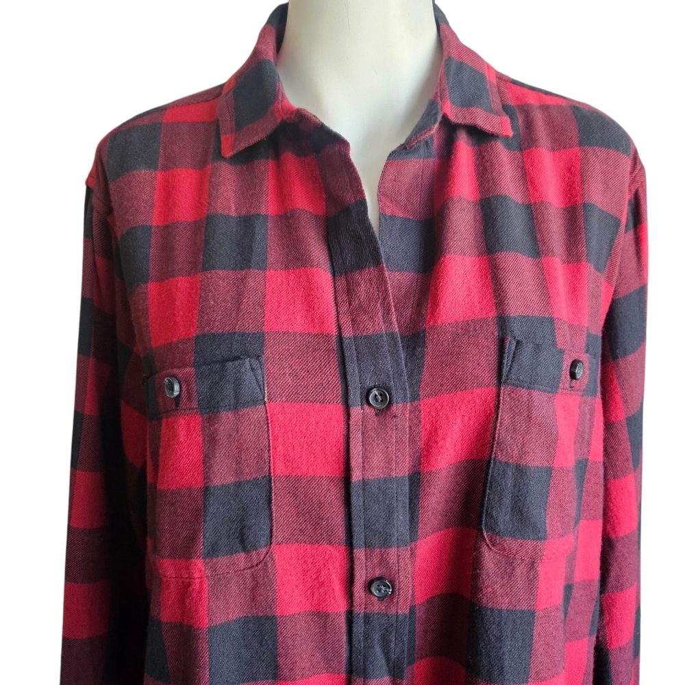 Pact Women's Fireside Flannel Buffalo Plaid Black Red Organic Cotton - Picture 4 of 14